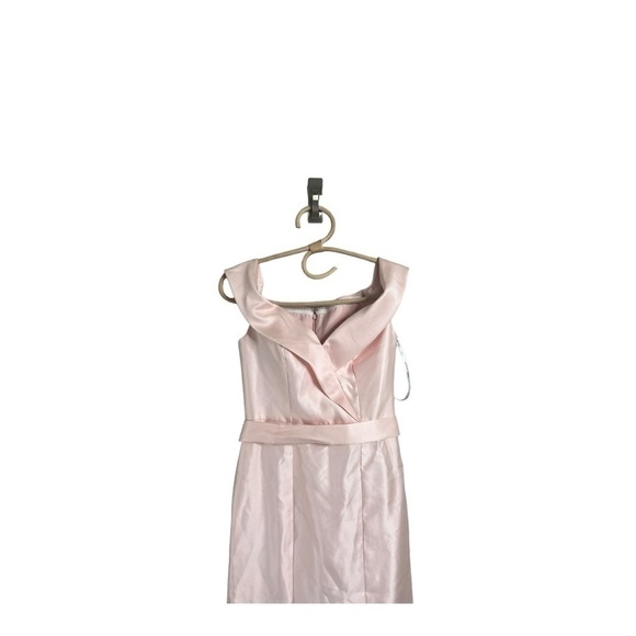 Alfred Sung D760 Off-The-Shoulder Satin Gown in Blush with Slit Size 0 NEW - Picture 7 of 14